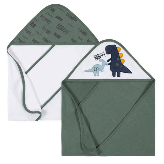 2-Pack Baby Boys Dino Hooded Towels